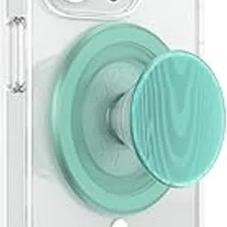 PopSockets Round Phone Grip Compatible with MagSafe, Adapter Ring Included, Phone Holder, Wireless Charging Compatible - Alum Moire Turquoise-picture-11