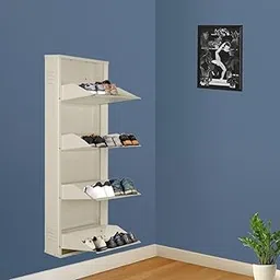 DELITE KOM Metal Shoe Rack for Home | 20 Inches Wide 4 Shelf | Metal Shoe Cabinet for Home with Lock | Wall Mount | Space Saving Chappal Sandal Shoe Organizer Stand | 100% Powder Coated Color | DIY-picture-18