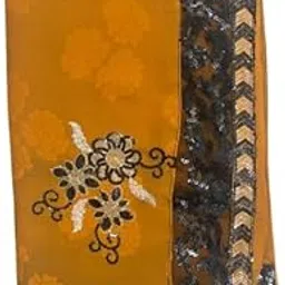 Elegant saree with Floral sequins work, Orange and Black Border Design, Decorative, Special Occasions-picture-28