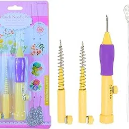 3 Size Embroidery Stitching Punch Needle Set for Embroidery Threaders DIY|Embroidery Punching Needle Kit with Adjustable Punching Tool & Wooden Hoop – DIY Cushion Making & Rug Craft Set (1)-picture-16