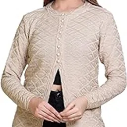 Woollen Women's Long Cardigan(8471SkinL)-image-59
