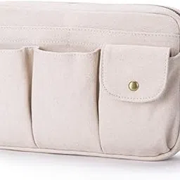 Large Capacity Cosmetic Bag with Multiple Compartments for Easy Organization and Cleaning, Beige-picture-55