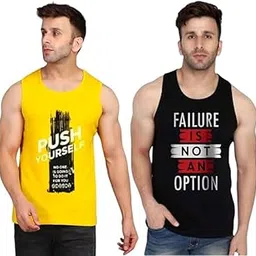 Tora Men's Regular Fit Sleeveless Printed Vest | Perfect for Beach, Gym, Running | Printed Sando Baniyan for Men | Men Performance Vests Pack of 2-image-5