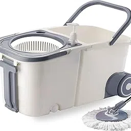 V-MOP Premium White Plastic Twin Double Bucket Wheel Mop ((6 Months Warranty on Rod Set))-picture-10