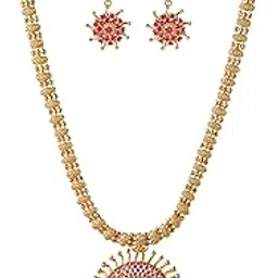 cute gold One Gram Micro Gold Plated & Copper Traditional Designer Jewellery Stone Necklace for Women and Girls (NEC-8024)-picture-22