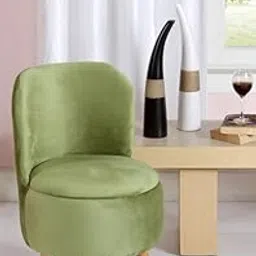 Interiors Spot Ottoman Pouffes Sitting Mudda Puffy Wooden Leg Stool For Living Room Dressing Table Pouf Round Footstool For Home Decor, Holland Velvet,Chair, 16X16X28.5 Inch, Green-image-89