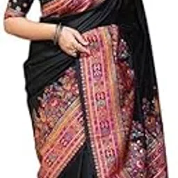 amazon brand - anarva Women's Kashmiri Pashmina Jamawar Woven Banarasi Silk Saree With Blouse Piece-picture-10