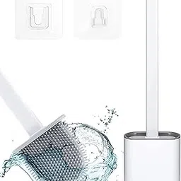 Roktry Silicone Toilet Brush with Holder No-Slip Long Handle Soft Silicone Bristles Wall Mounted Deep Cleaning Toilet Bowl Brush for Bathroom Toilet Brush (Pack of 1)-picture-20