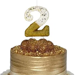 Wanna Party Gold Dipped Numerical Candle Number 2 for Birthday Decoration Items/Birthday Candles for Cake/Toppers/Cake Decoration-image-44