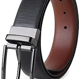 maven oakley Belts for Men Leather Original, Reversible Black & Brown Formal & Casual Italian Leather Belt with Solid Metal Curved Buckle-picture-54