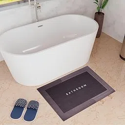 Kuber Industries Rectangular Bathroom Mat| Soft Anti Skid Bath Mat | Non Woven Floor Mat for Home | Non-Slip Mat for Shower-Bathtub | HY094 | Wine-picture-15