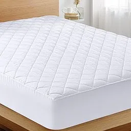 Texlux Elastic Fitted Quilted Mattress Protector/Cover 72"x78" | Breathable Ultra Soft Fitted Bed Protector/Cover- King,White-image-3