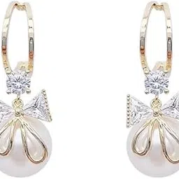 Korean Earrings For Women And Girls/Pearl Stud Drop Earrings Pearl Alloy Hoop Earring-picture-20