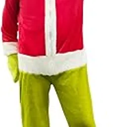atamet Santa Jumpsuit Big Green Monster Unisex Adult Onesie Pajamas Christmas Hooded Pajamas Party Fancy Dress Costume-picture-56