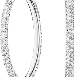 swarovski Womens Dextera Hoop Earrings, Pavé, Large, White, Rhodium Plated-picture-36