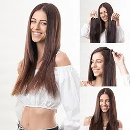 hair originals HAIRORIGINALS Hair Extensions Invisible Hair Patch with 100% human hair for women- 18 Inches, Natural Black, Pack of-2-picture-24