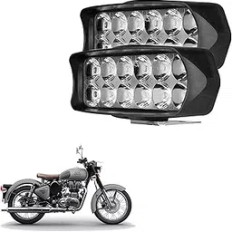 Vagary 12 LED White Fog Lights For Bikes and Cars High Power, Heavy clamp and Strong ABS Plastic for Royal Enfield Classic Gunmeta-picture-20