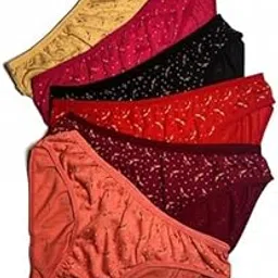 Combo Pack of 6 Women's Cotton Hipster Innerwear Floral Printed Panties Assorted Briefs with Elastic Inner Wear Multicolor-image-80