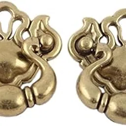 Indian-Shelf 2 Piece Gold Knobs -Brass Door Knob - Floral Door Handle Set - 6.98 cm Drawer Pulls-picture-17