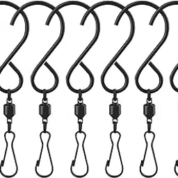 Alamic Swivel Hooks Clips for Wind Chimes Hanging Plants Wind Spinners Crystal Twisters Pots Birdcage Party Ornaments Hooks 6 Pack - Black…-picture-31