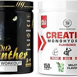 MUSCLE TRANSFORM Wild Panther Hardcore Pre-Workout Supplement with Creatine Monohydrate, Arginine AAKG, Beta-Alanine, Powerful, Explosive & Intense Muscle Pump | Lean Muscles Building | Strength | Mental Focus | Energy | Next Generation Preworkout Formulation Caffeinated - For Men & Women [31 Servings - Green Apple] + MUSCLE TRANSFORM Creatine Monohydrate, Strength, Reduce Fatigue, 100% Pure Creatine, Lean Muscle Building, Muscle Growth, Athletic Performance, Recovery [50 Servings, Mojito]-picture-25