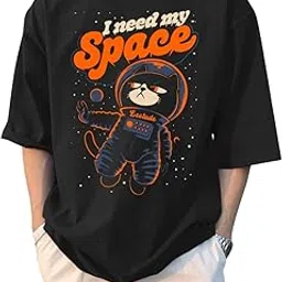 leotude Men Space Black Oversized T-Shirt Material Cotton Blend-picture-34