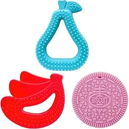 Baby Silicone Teether – Soft, BPA-Free, Safe & Non-Toxic Teething Toy for Infants & Toddlers | Easy to Hold & Chew (Banana,orio and Peru) (Pack of 3)-image-32
