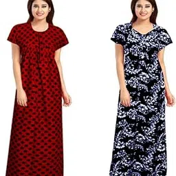 kbnbj Nighty for Women Cotton Printed Maxi Gown Ankle Length Nighty Night Dress Gown for Women Maxi (Combo Pack of 2)-picture-18