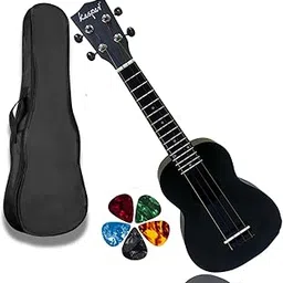 MOCKING BIRD 21Inch Ukulele guitar |Concert size ukulele made by Mahogany wood | Concert ukulele musical instrument | with Bag & 5 Picks (Black)-image-57