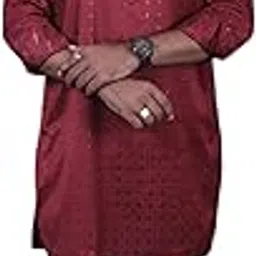 Men Red Colour Stylish Kurta-image-36