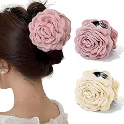 Blooming Rose Hair Claw Clips for Women, 2Pcs Large Non Slip Flower Hair Clip, Elegant Flower Clutcher for Women Hair, Chic Hair Accessories Set-picture-14