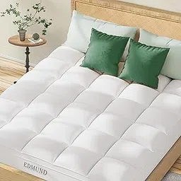 Edmund Hotel Quality Mattress Topper Quilted Fluffy Premium Cotton Finished Mattress Pad 1000-GSM Double Bed King Size 60 x 78 Inch Quilted Topper for Best Sleeping - (6x6.5 Feet_White)-image-2