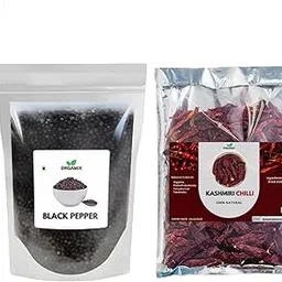 ORGAMIX Black Pepper Whole | Kaali Mirch | Fresh & Aromatic – 200g & ORGAMIX Kashmiri Red Chilli Whole | Pure & Natural Lal Mirchi – 1kg-image-28