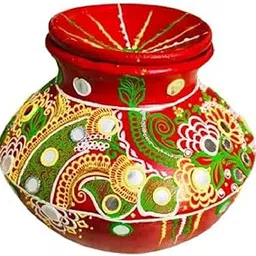 KOHINOOR ENTERPRISES Janmashtami Decorative Matki Pot for Laddu Gopal – Handcrafted Dahi Handi with Mirror Work & Colorful Designs | Maakhan Matki for Krishna Pooja, Home & Office Decor-image-49