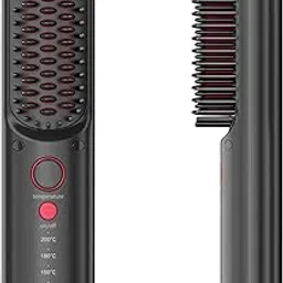 JMFONE Hair Straightener Brush, Cordless Hair Straighteners and Curlers in One, Quick Heating, Rechargeable, 140-200℃ 4 Temperature Settings, Portable Mini Wireless Hair Straightening Comb for Women Travel-picture-45
