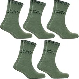 vdangi Men & Women Army Dark Green Mid Calf Length Cotton Army Letter Print Adventure Camo Socks Olive Pair Of 5-picture-56