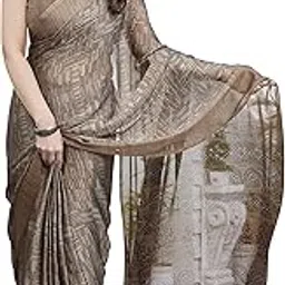 mirchi fashion Women's Chiffon Block Printed Saree with Blouse Piece-picture-28