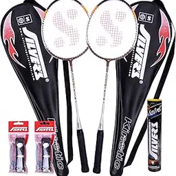 MGC Ratna's Kinetic Rackets, 1 Box C Marvel, 2 PVC Grip Badminton Racquet (Black/Red)-picture-14