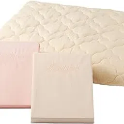 Simmons LA1003A Authentic 3-Piece Bedding Set, Single, Basic 3 (1 Bed Pad + 2 Fitted Sheet), Ivory/Pink, 38.2 x 76.8 x Depth 17.7 inches (97 x 195 x 45 cm), Washable, Made in Japan-picture-19