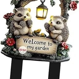 VELURA Hedgehog Decorative Garden Stake 2D Outside Flower Bed Bonsai Yard Art Decor 12.8x20cm|1 Hedgehog Decorative Garden Stake|Statues & Lawn Ornaments| Yard, Garden & Outdoor Living-image-2