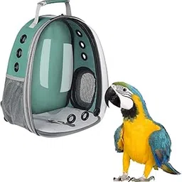 Sage Square Birds Backpack Carrier Bubble Carrying Bag, Small Bird Backpack Carrier for Small Medium Birds, Ventilated Transparent Space Capsule Pet Carrier Bird Hiking Backpack (Green)-image-26