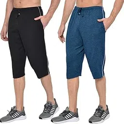 stylcozy Men's Regular Fit Cotton Three by Fourth, 3/4th, Man Capri, Capris, Three Quarter, Capri for Men, Printed, Sports Running, Three Quarte, Casual Lounge Short, Nightwear Sleep Shorts, Pack of 2-picture-31