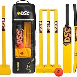 DSC Cricket Set - Ideal for Tennis and Gully/Turf Cricket (1 Plastic Bat, 4 Stumps, 2 Base, 2 Bails, 1 PVC Ball)-image-4