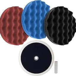 TCP Global Complete 3 Pad Buffing and Polishing Kit with 3 - 8" Waffle Foam Grip Pads and a 5/8" Threaded Polisher Grip Backing Plate-image-34