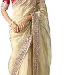 kv fashion Women's Twill Net Embroidred Saree (Crush-New)-picture-20