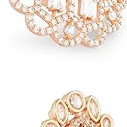 zaveri pearls Combo of 2 Rose Gold Tone Contemporary Adjustable Finger Ring For Women-ZPFK18392-picture-33