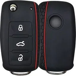 Keycept™ Silicone Key Cover Compatible for Skoda Octavia, Laura, Superb, Fabia, Rapid, Polo, Vento, Jetta, Ameo, Passat.(Black)-picture-25