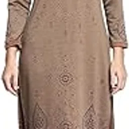 monte carlo Womens Self Design Brown Round Neck Full Sleeve Kurti Set-picture-41