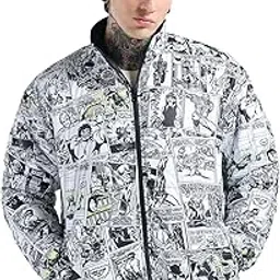 bewakoof X Marvel Avengers Men's Nylon Oversized Fit High Neck Puffer Jacket | Jacket for Men Winter Wear-picture-17