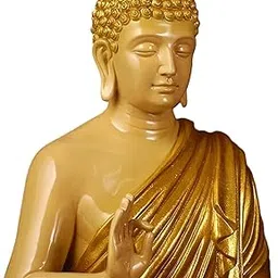 Fibreglass 2 Feet Buddha Statue for Home Decor Big Size Idols Living Room Door Entrance Decoration Items Decorative Showpiece, 2Ft (2 Feet Cream & Golden), Buddha-picture-21